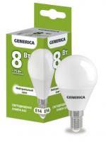 Лампа светодиодная  8,0W Е14 Led 4000К шар холодный белый свет  Generica