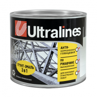 Грунт эмаль по ржавчине 3в1 черная 1,8кг глянец Ultra Lines Радуга(6)