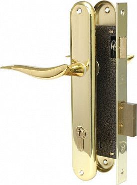 Замок врезной 17см золото язычок 0205GP с ручками Аллюр---