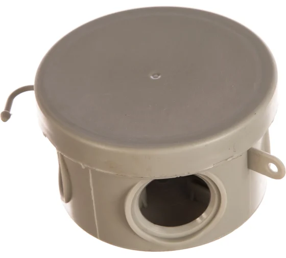 Коробка распределительная  65х40мм  с гермовводами 4 вх. круглая серая ЭРА