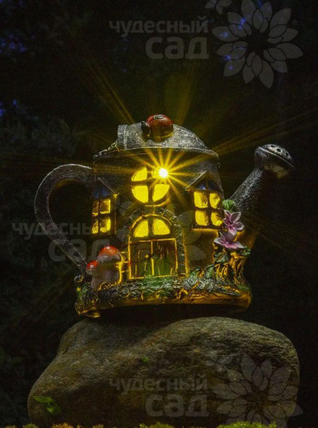Фигура садовая 14,5см Замок водолея с LED подсв. солн.батарея 619 Чудесный Сад