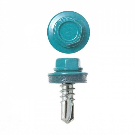 Саморез кровельный RAL5021 5,5х19 металл 300шт бирюза Daxmer---